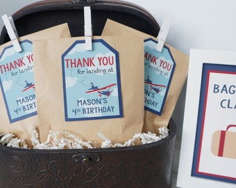 Vintage Airplane Favor Tags, Airplane Birthday Party, Retro Airplane, Favor Tags, Gift Tags- Digital Option