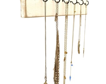 Shabby Chic Necklace Display - necklace holder wall jewelry display jewelry holder hanging jewelry organizer necklace wall hanger wall hooks