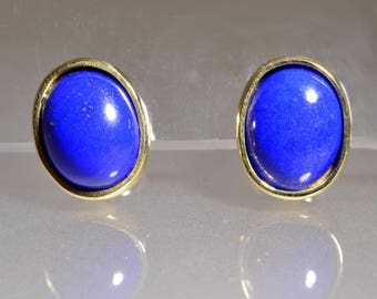 Earrings with oval lapslazzuli