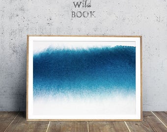 Abstract Watercolor Print, Minimalist Art, Watercolor Art Print, Stroke Art Print, Blue Decor, Navi Wall Art, Home Decor, Digital Print