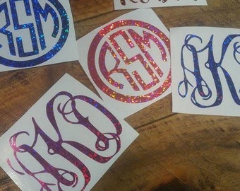 Sparkle Monogram Decal For Yeti, Laprop, ETC.Monogram Sticker Monogram Initials, Vine Monogram Decal, Interlocking Decal, Sparkle Monogram