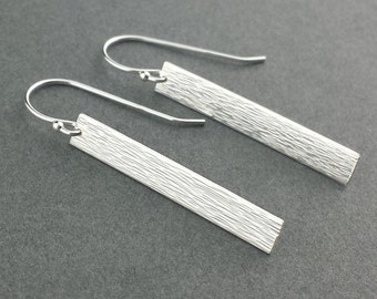 Sterling Silver Earrings, Thin Sleek Sterling Earrings, Hammered Earrings, Sterling Silver, Lightweight Earrings, High Polish, Ready to Ship