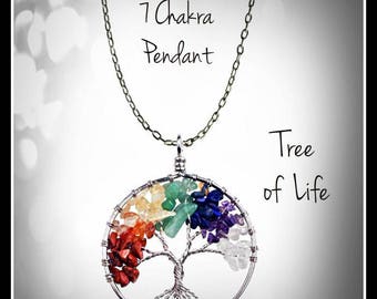 Chakra, Tree of Life Pendant, Gem stone necklace, Tree of life necklace, Chakra necklace, tree of life, Zen necklace, Spiritual necklace