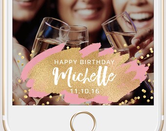 Gold & Pink Paint Confetti Wedding Snapchat Geofilter | Custom Personalized Instant Download | Birthday Filter