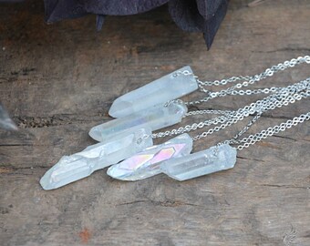 Raw Crystal Necklace - Angel Aura Necklace - Crystal Necklace - Healing Crystal Jewelry - Boho Necklace - Bridesmaid Gift - Gypsy Jewelry