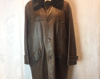 105. MARCO PIERGUIDI UOMO- Leather and Fur Collar