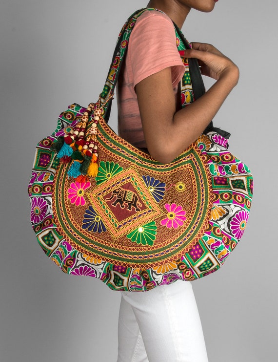 Boho Bag, Hippie Bag, Quilted Bag, Women Shoulder Bag, Large Comfortable Tote Bag, Everyday Bag, Colorful Bohemian Bag