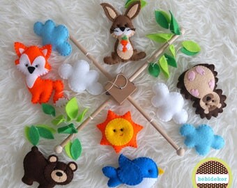 baby mobile, woodland baby mobile, forest animal crib mobile, forest friends, woodland nursery decor, forest animal baby mobile, bebidekor