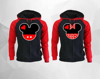 Mickey and Minnie Couple Hoodies Mickey Minnie Sweatshirts Couple Raglan Hoodies Pärchen pullover Couple Matching Hoodies Mickey Hoodies