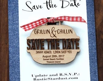 Grilling and Chilling I Do Save-The-Date invitation magnets, Set 10