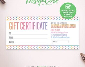 Gift Certificate, Home Office Approved, Personalized, Polka Dot Design, Gift Card, Digital Files, Printable, Marketing, Fashion, DCGC001