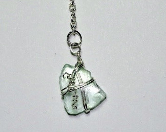 Dainty Y necklace - Y necklace - Wire Wrap - Beach Glass Y Necklace - Gift for her - Aqua Beach Glass Wire Wrapped - Cute Necklace