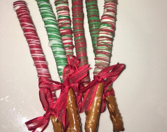 Pretzel rods covered in chocolate