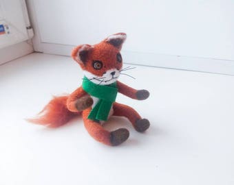 Faux taxidermy needle felted fox weird taxidermy weird home decor gothic decor needle felted animal meme gifts stoned fox bad taxidermy geek