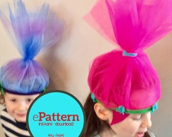 Trolls Crown Hats ~ PDF ePattern ~ Play Dress Up for Kids ~ Princess Poppy Halloween Costume Crown ~ Trolls Birthday Party ~ Branch Headband