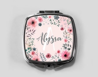 personalized compact mirror, personalized compact, compact mirror, custom bridesmaid gift, custom compact, purse mirror, pocket mirror