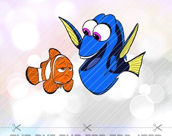 Finding Dory Nemo Marlin Layered SVG DXF Png Cut File Disney Cartoon Party Decorations Cricut Designs Silhouette Cameo Stencil Scrapbooking