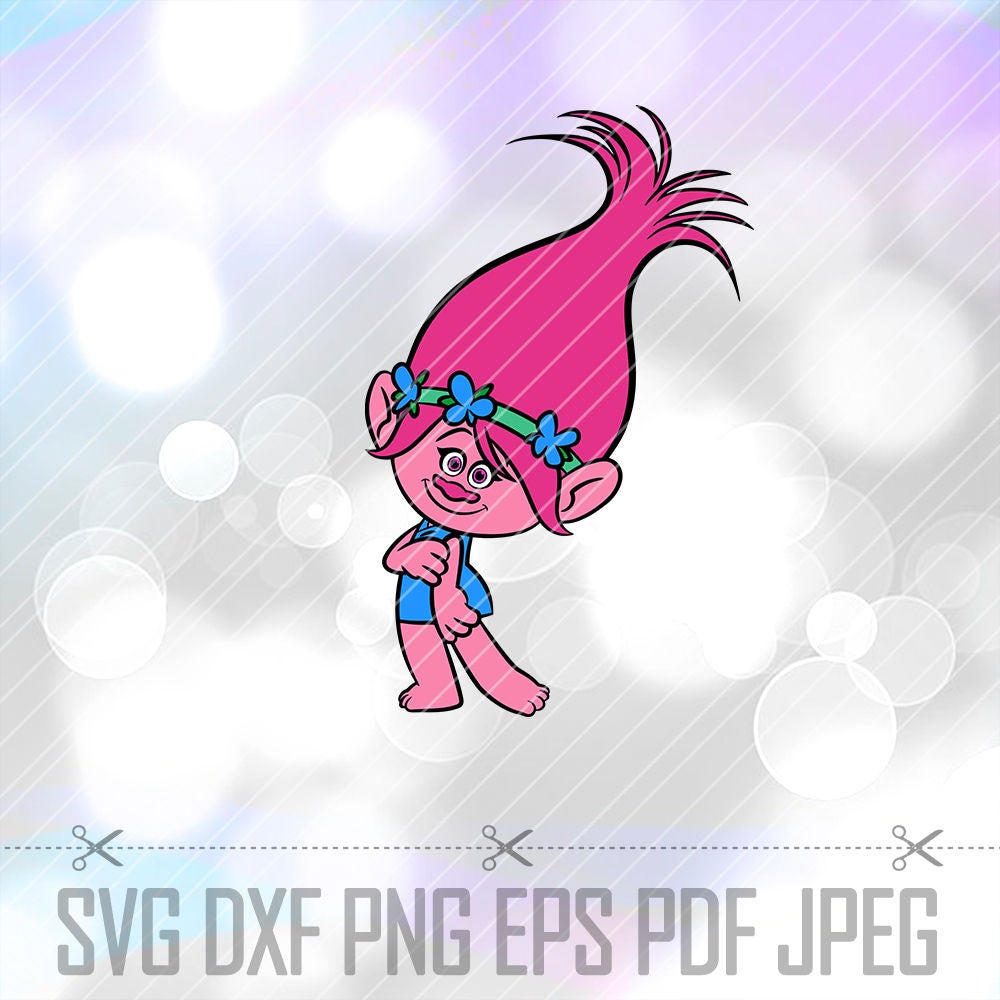 Download SVG DXF Princess Poppy Trolls cut File Cricut Silhouette
