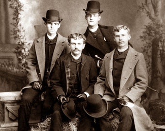 1886 Hill City Quartette, Austin, Texas Vintage Photograph 8.5" x 11" Reprint