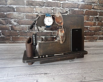 Personalization Docking Station gift for groomsmen Gift for Dad Wallet and Watch Organize Dad Birthday Gifts for Men Birthday desk organizer