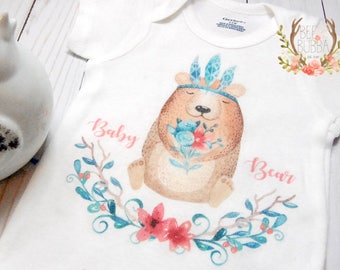 Baby Bear Onesie®, Girl Boho Onesie, Boho Baby Clothes, Girls Baby Shower Gift, Cute Baby Clothes, Hipster Take Home Outfit, Bee & Bubba