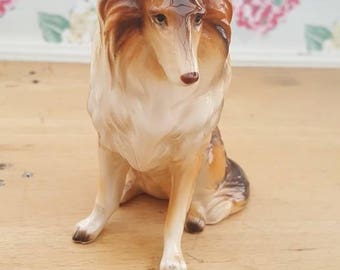 Vintage china collie dog figurine, ornament, glazed