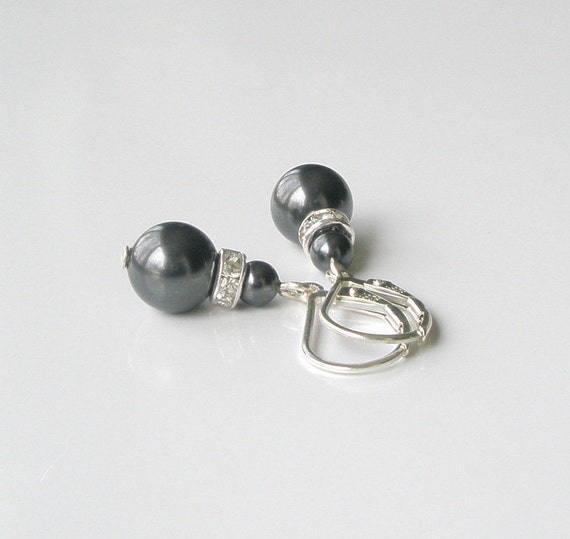 Black Pearl Earrings Pearl and Sterling Drop Earrings