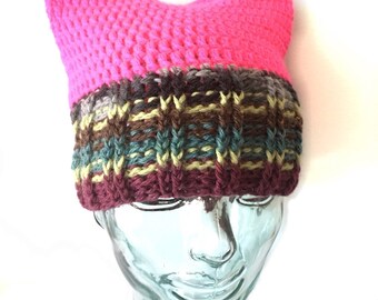 Summer Inspired Pussy Hat Project // Donation with every purchase // Resist // Womens rights - Multi color cat beanie