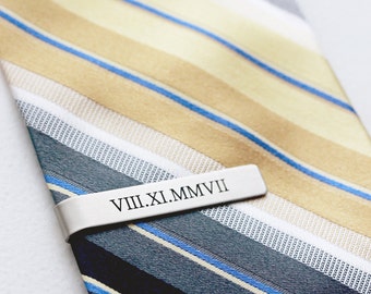 Groom Gift Engraved Tie Clip - Custom Date Tie Bar Personalized Gift for Men Custom Date Tie Bar Engraved Tie Clip Gift for Dad Groom
