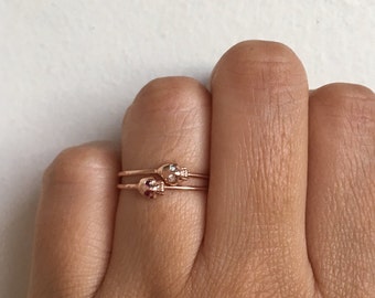 Gold Skull Ring, Skull Ring, Diamond Skull, Stacking Ring, Skull Jewelry, Skeleton Ring, Stacking Band, Gold Skull, Diamond Eyes, Tiny Skull