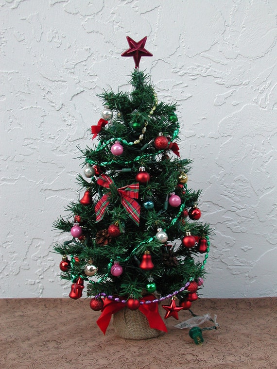 Items similar to Miniature Christmas Tree, Fully Decorated Tree, 50 ...