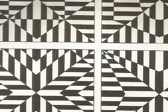 vintage 70s optical illusion graphic print pattern black white