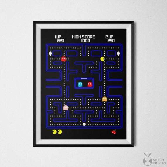 Pac Man Poster Video Game Print Video Game Print Atari