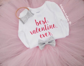 Valentine's outfit Baby Girl Outfit; Valentine's Day outfit; valentines dress; Best Valentine Ever; Valentine Tutu Outfit; Glitter bow