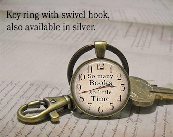So Many Books So Little Time key chain, book necklace, book key ring book lover gift, librarian gift book pendant book club gift