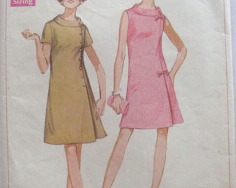 Vintage Half Size Dress Jiffy Sewing Pattern - Simplicity 8159 - Size 20 1/2, Bust 43, Uncut - MISSING INSTRUCTIONS