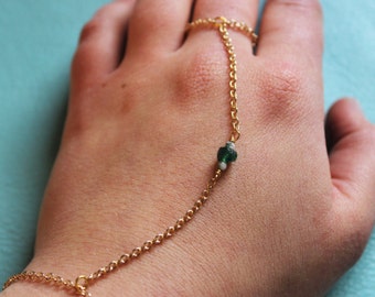 Aventurine & Moss Agate Hand Chain