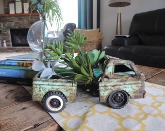Vintage Rusty Toy Truck Mint Green Truck Rusty Truck Toy Truck Pick Up Truck Tonka Style Vintage Toy Garden Art