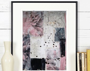 collage mixed media Wall Art original painting , nice abstract painting from listed artist Jolina Anthony