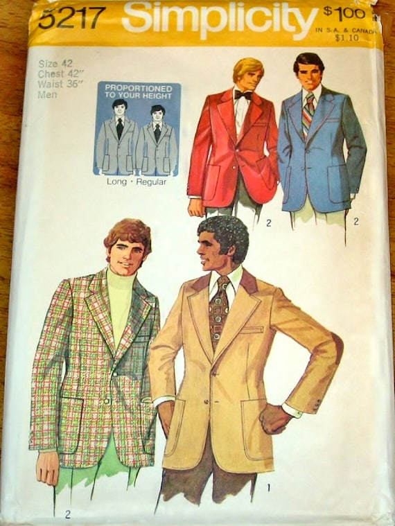 Simplicity 5217 Mens Proportioned Suit Jacket Regular and