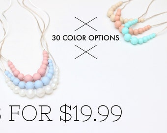 3 Silicone Teething Necklaces | Teething Necklace | Breastfeeding Necklace | Chewelry | Baby Shower Gift | Silicone Teething Necklace - Mom
