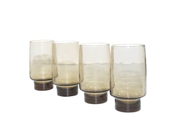 Vintage Smoked Tumblers Gray Glasses Gray Tumblers Mid Century Modern Glasses Set of 4