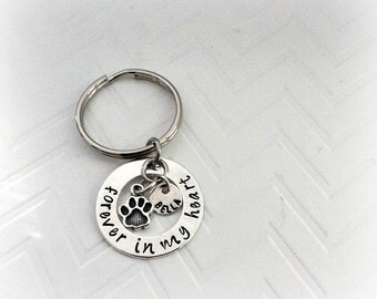 Pet Memorial Keychain - Memorial GIfts for Loss of Pet - Hand Stamped gift - Personalized Keychain - Pet Sympathy Gifts - The Charmed Wife