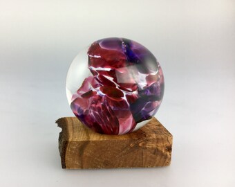 Glass Marble and Wood Stand by Jonathan Winfisky - Paperweight