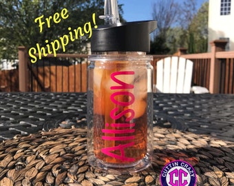 Personalized Kids Water Bottle, Cup with Straw, FREE SHIPPING Custom Gift, Kids, Personalized Cup, Birthday Gift for Kids, Kids Tumbler