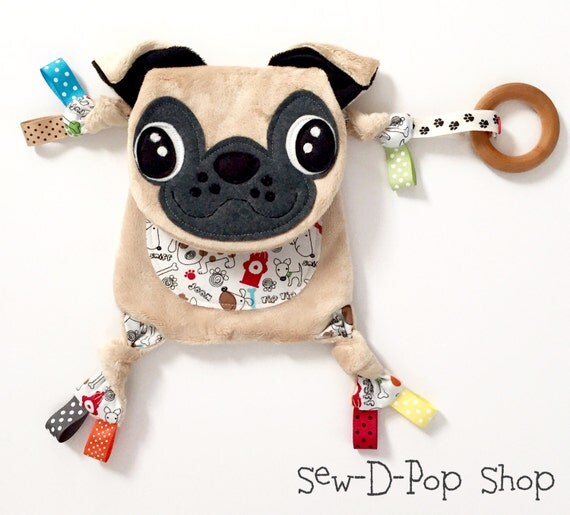 Pug Baby Blanket Lovey Teething Organic Ring Toy Friend