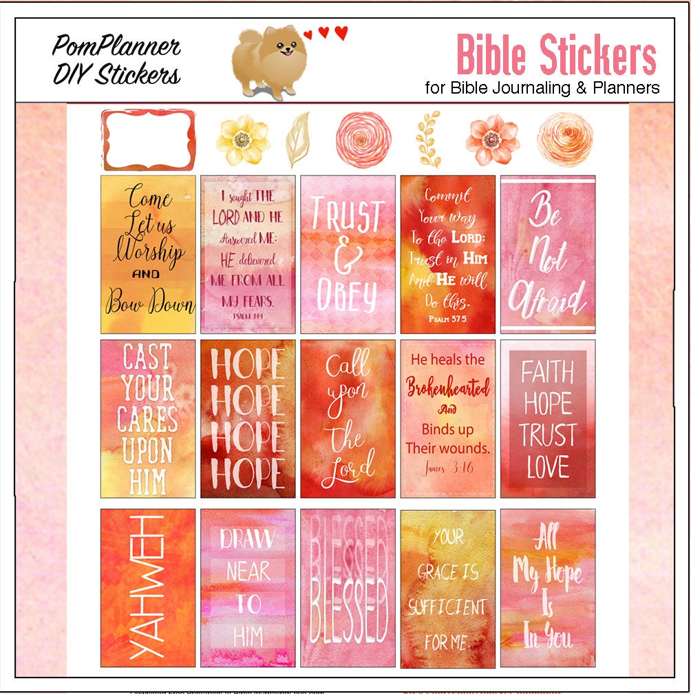 bible journal stickers digital watercolor christian planner