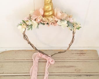 Unicorn Headband- Unicorn Birthday headband- Unicorn Flower Crown- unicorn party- girls birthday headband- Flower Crown- Unicorn