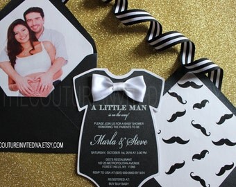 Little Man Baby Shower Invitation III, Bow Tie Baby Shower Invite, It's a Boy Baby Shower, Baby Shower Invite, Onesie Invite