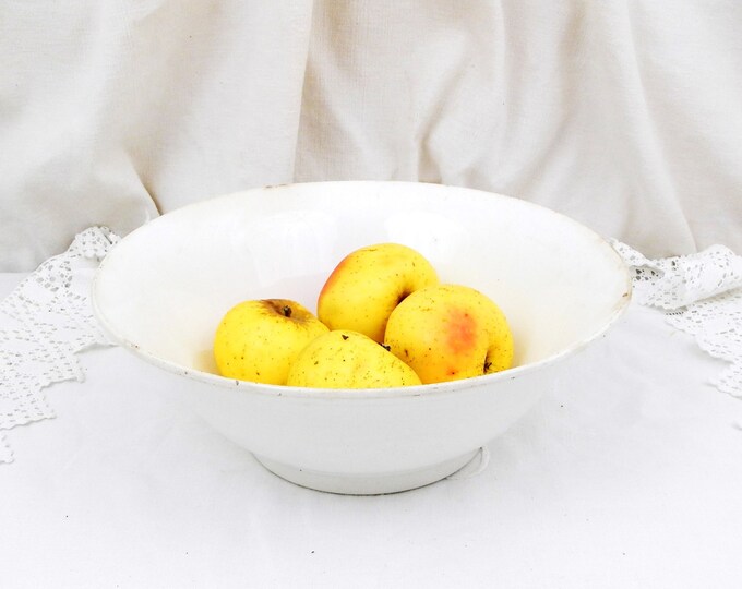 Large Antique French White Ceramic St Amand Serving Bowl, Fruit Bowl, French Country Decor, Rustic, Cottage, Shabby, Chic, Digoin Style